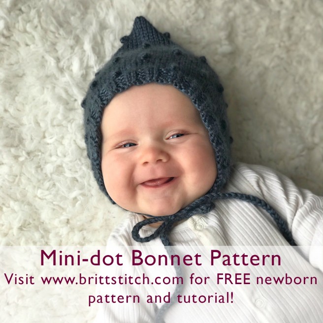 brittstitch.com, free knitting pattern, knit bonnet, baby bonnet, free bonnet pattern